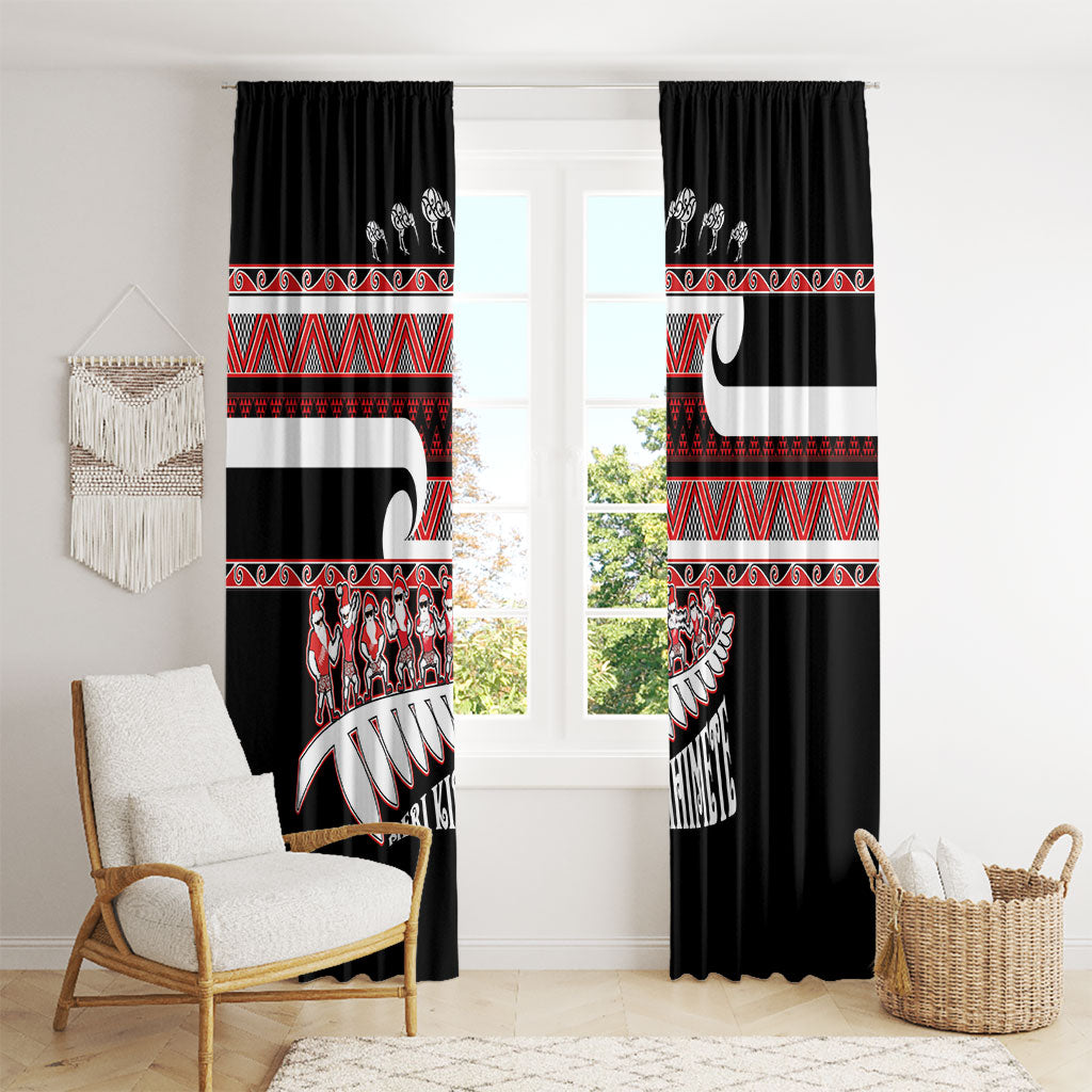 New Zealand Christmas Window Curtain Funny Santa Claus Haka Dance with Tukutuku