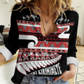 New Zealand Christmas Women Casual Shirt Funny Santa Claus Haka Dance with Tukutuku
