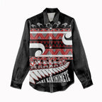 New Zealand Christmas Women Casual Shirt Funny Santa Claus Haka Dance with Tukutuku