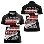 New Zealand Christmas Women Polo Shirt Funny Santa Claus Haka Dance with Tukutuku