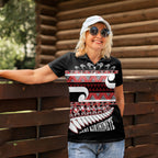New Zealand Christmas Women Polo Shirt Funny Santa Claus Haka Dance with Tukutuku