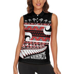 New Zealand Christmas Women Sleeveless Polo Shirt Funny Santa Claus Haka Dance with Tukutuku