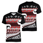 New Zealand Christmas Women V-Neck T-Shirt Funny Santa Claus Haka Dance with Tukutuku