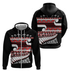 New Zealand Christmas Zip Hoodie Funny Santa Claus Haka Dance with Tukutuku
