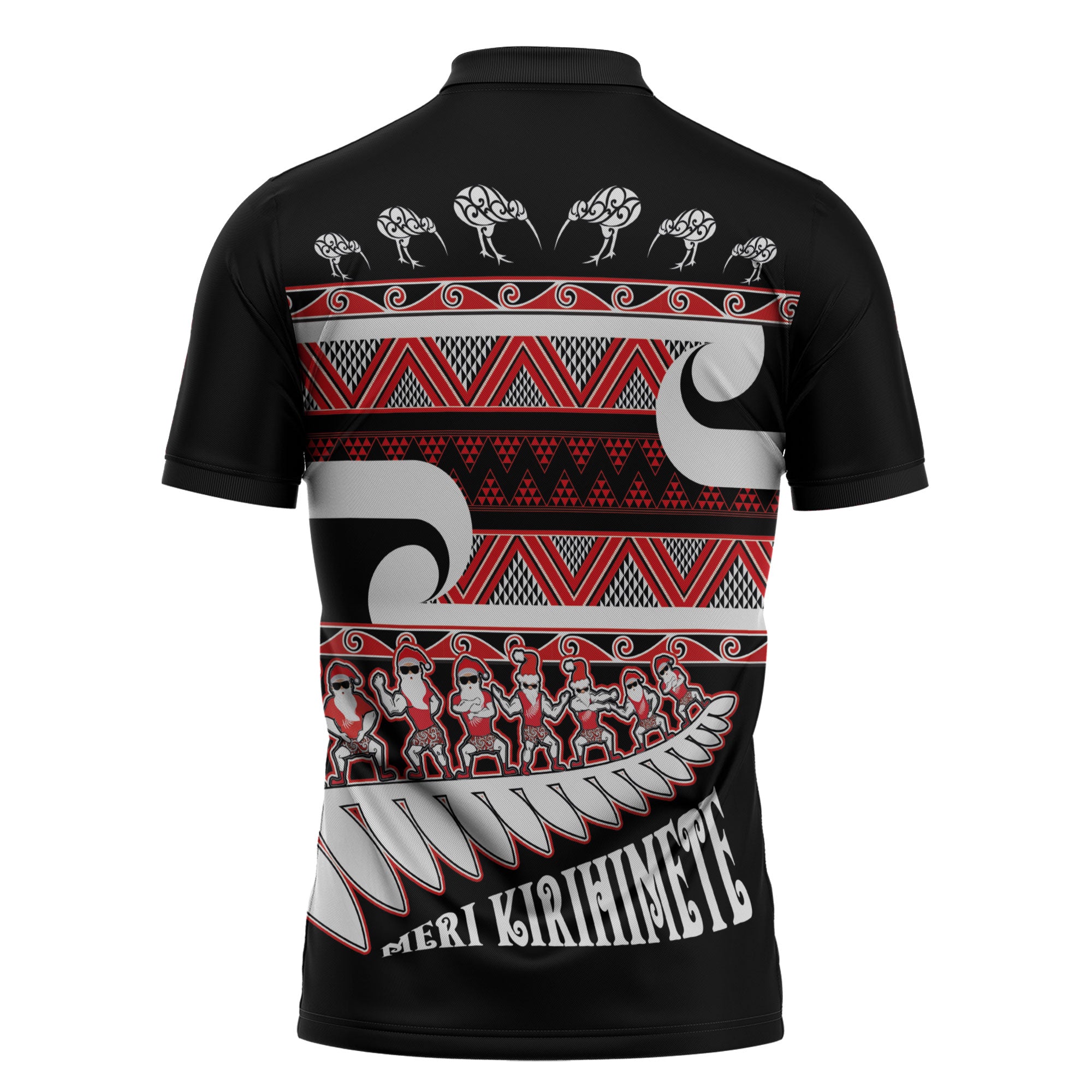 New Zealand Christmas Zipper Polo Shirt Funny Santa Claus Haka Dance with Tukutuku