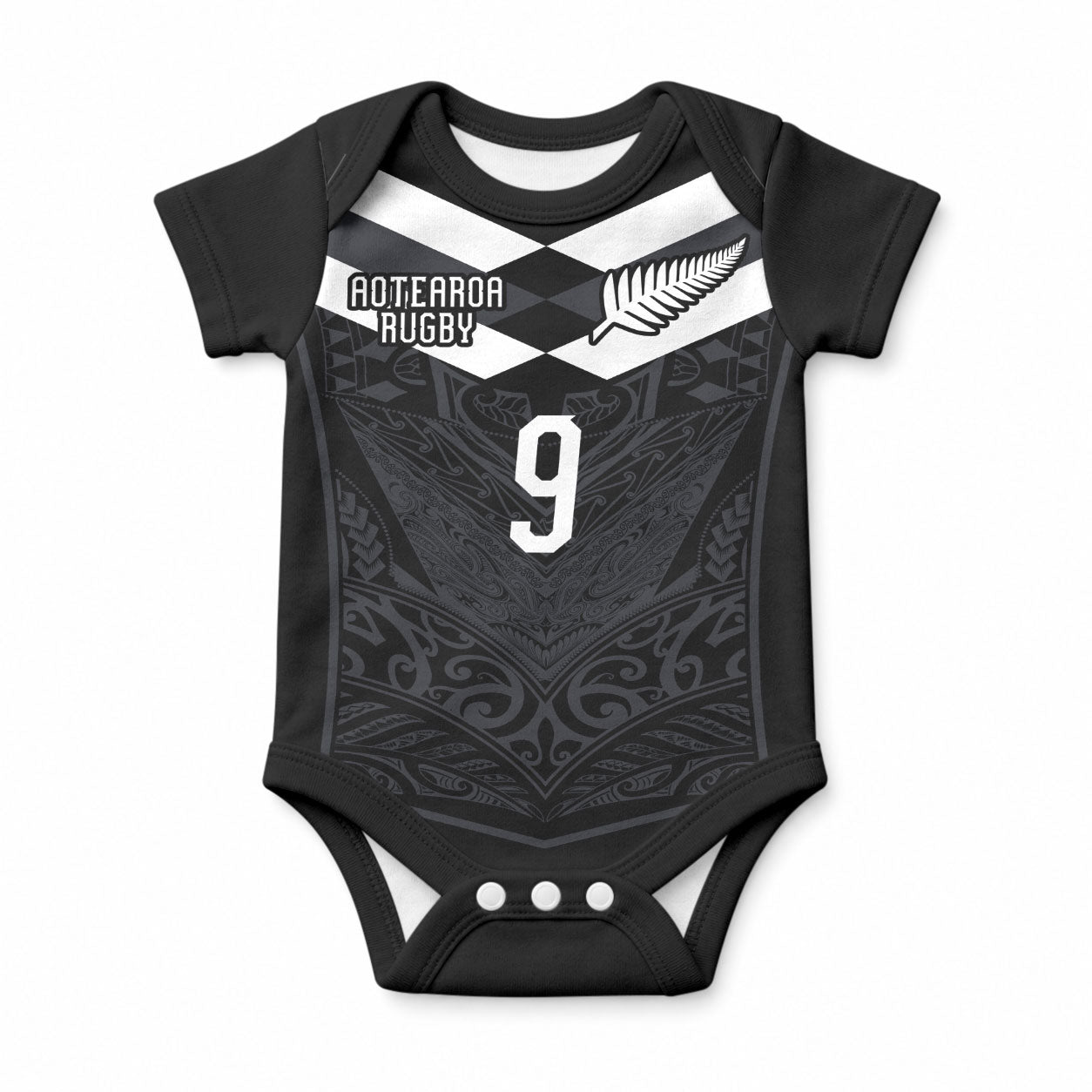 Aotearoa Rugby Custom Baby Onesie Maori Tribal Motifs Stripes-Sporty Style