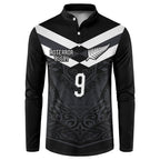 Aotearoa Rugby Custom Button Sweatshirt Maori Tribal Motifs Stripes-Sporty Style