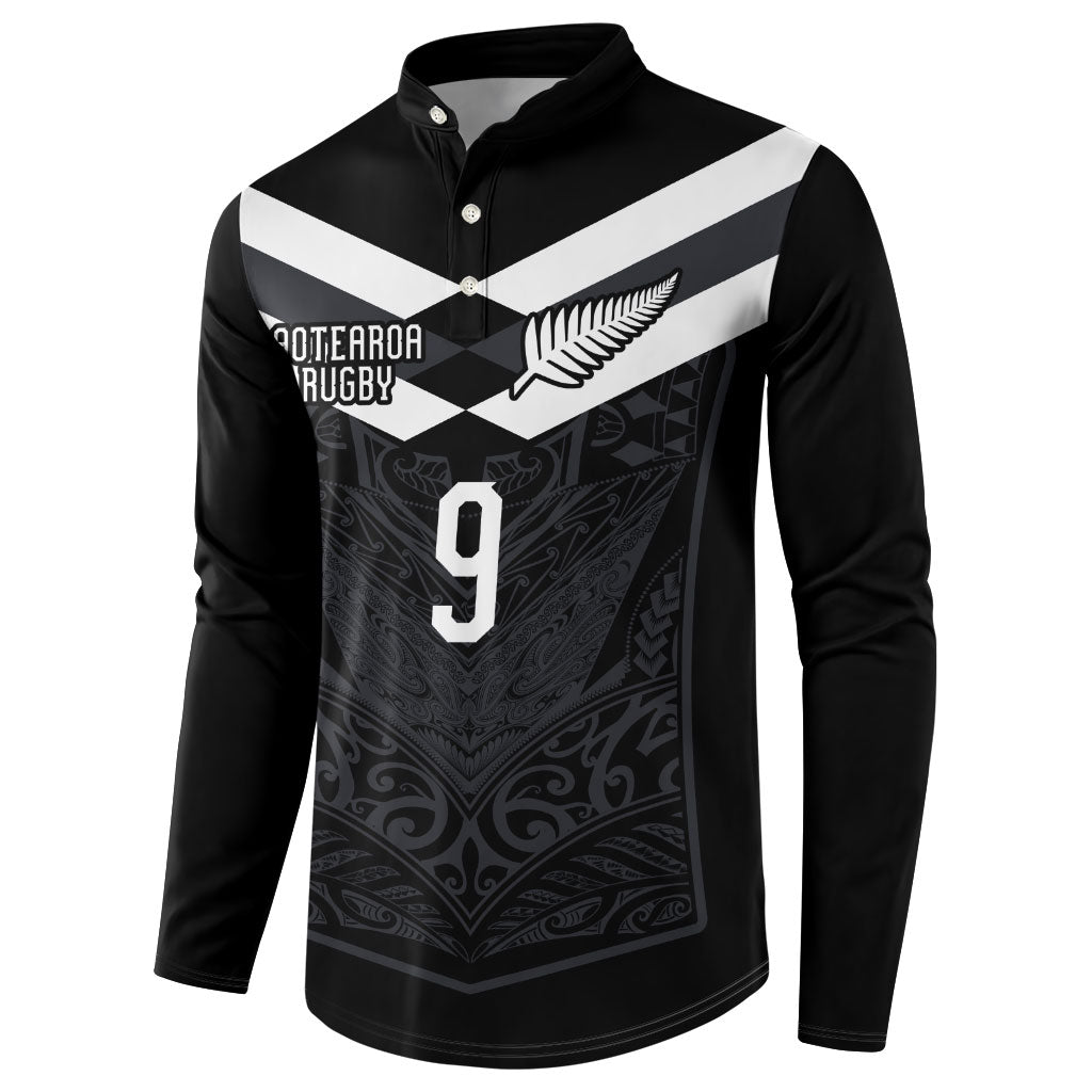 Aotearoa Rugby Custom Button Sweatshirt Maori Tribal Motifs Stripes-Sporty Style