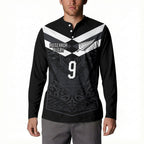 Aotearoa Rugby Custom Button Sweatshirt Maori Tribal Motifs Stripes-Sporty Style