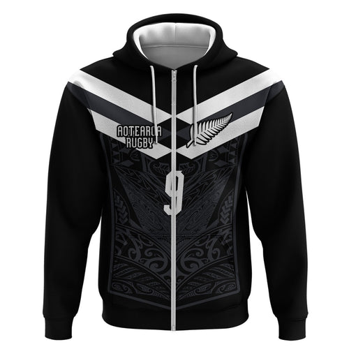 Aotearoa Rugby Custom Hoodie Maori Tribal Motifs Stripes-Sporty Style