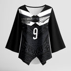 Aotearoa Rugby Custom Kimono Sleeve Blouse Maori Tribal Motifs Stripes-Sporty Style