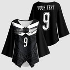 Aotearoa Rugby Custom Kimono Sleeve Blouse Maori Tribal Motifs Stripes-Sporty Style