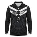Aotearoa Rugby Custom Long Sleeve Polo Shirt Maori Tribal Motifs Stripes-Sporty Style