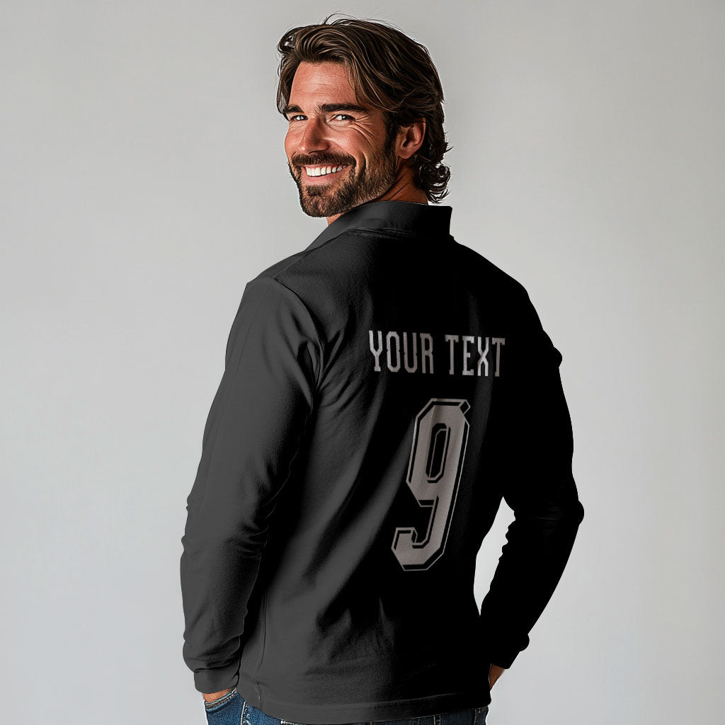 Aotearoa Rugby Custom Long Sleeve Polo Shirt Maori Tribal Motifs Stripes-Sporty Style