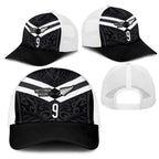 Custom Aotearoa Rugby Mesh Trucker Cap Maori Tribal Motifs Stripes-Sporty Style