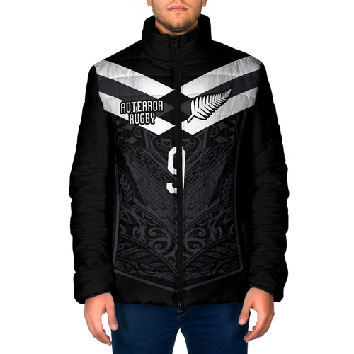 Aotearoa Rugby Custom Padded Jacket Maori Tribal Motifs Stripes-Sporty Style