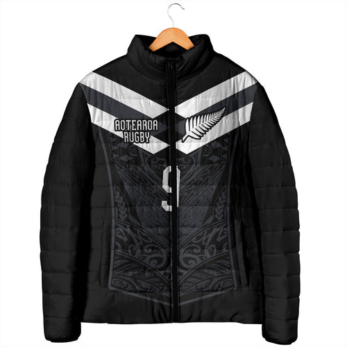 Aotearoa Rugby Custom Padded Jacket Maori Tribal Motifs Stripes-Sporty Style