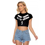 Aotearoa Rugby Custom Raglan Cropped T Shirt Maori Tribal Motifs Stripes-Sporty Style