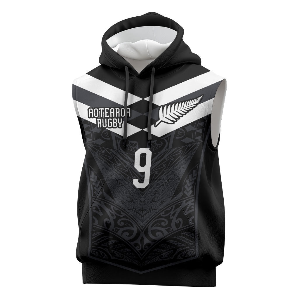 Aotearoa Rugby Custom Sleeveless Hoodie Maori Tribal Motifs Stripes-Sporty Style