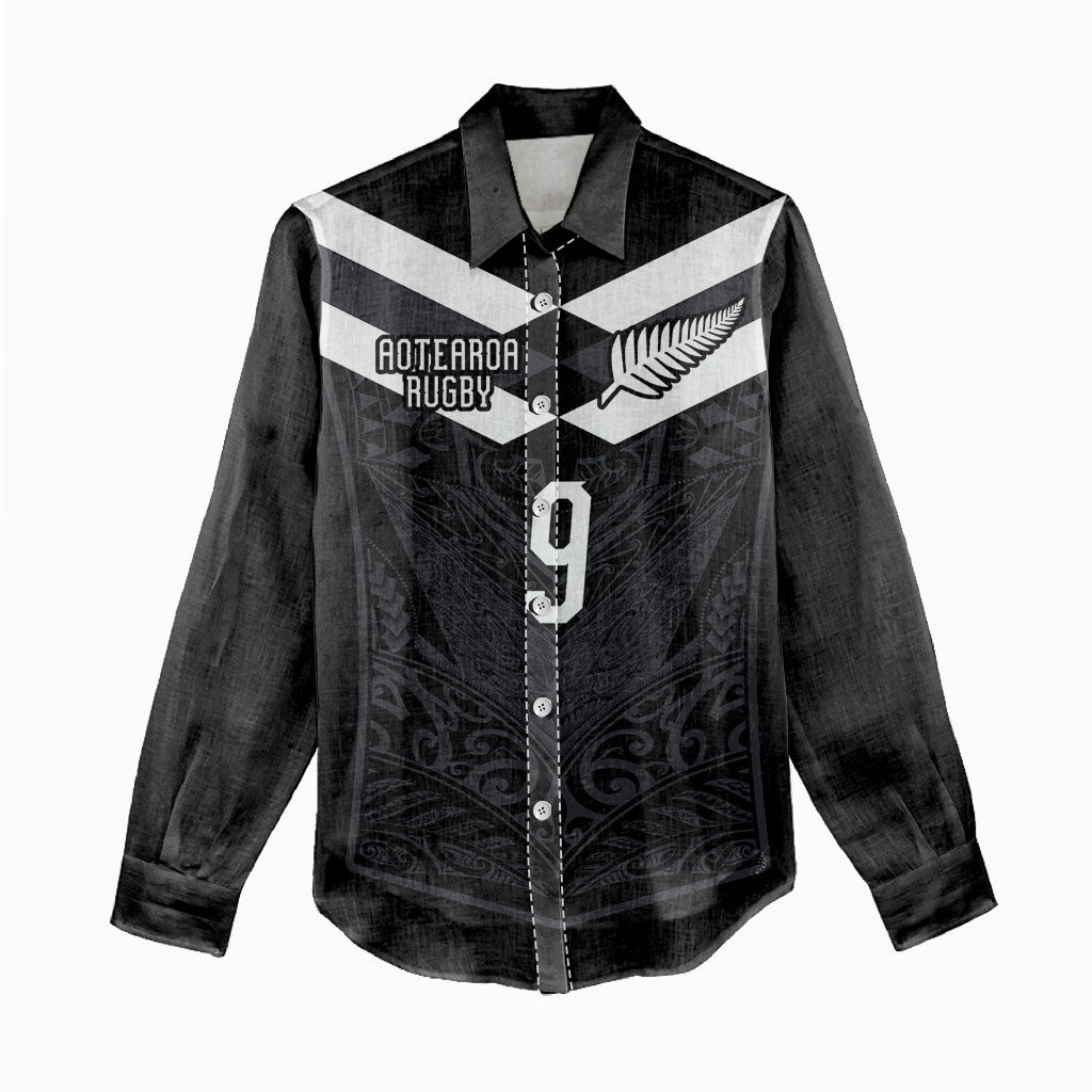 Aotearoa Rugby Custom Women Casual Shirt Maori Tribal Motifs Stripes-Sporty Style