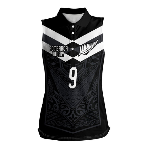 Aotearoa Rugby Custom Women Sleeveless Polo Shirt Maori Tribal Motifs Stripes-Sporty Style