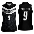 Aotearoa Rugby Custom Women Sleeveless Polo Shirt Maori Tribal Motifs Stripes-Sporty Style