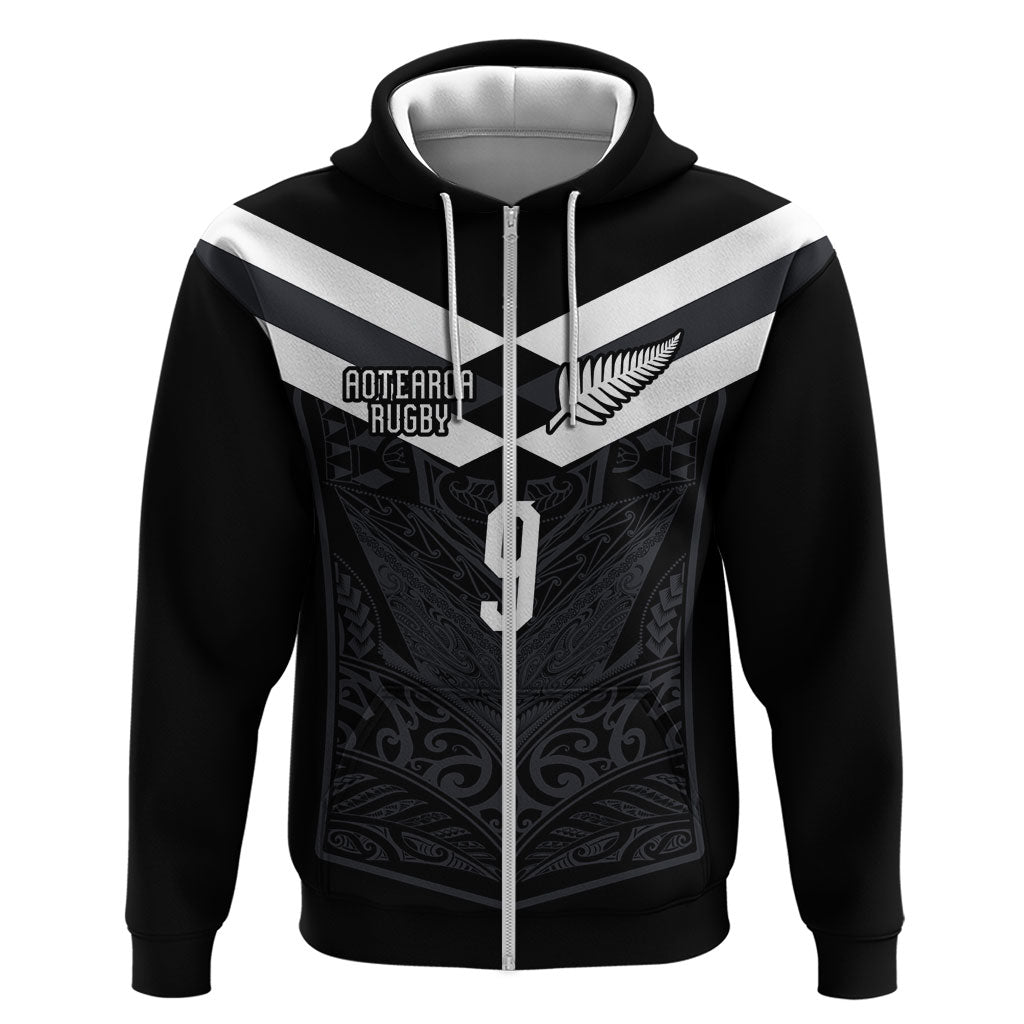 Aotearoa Rugby Custom Zip Hoodie Maori Tribal Motifs Stripes-Sporty Style