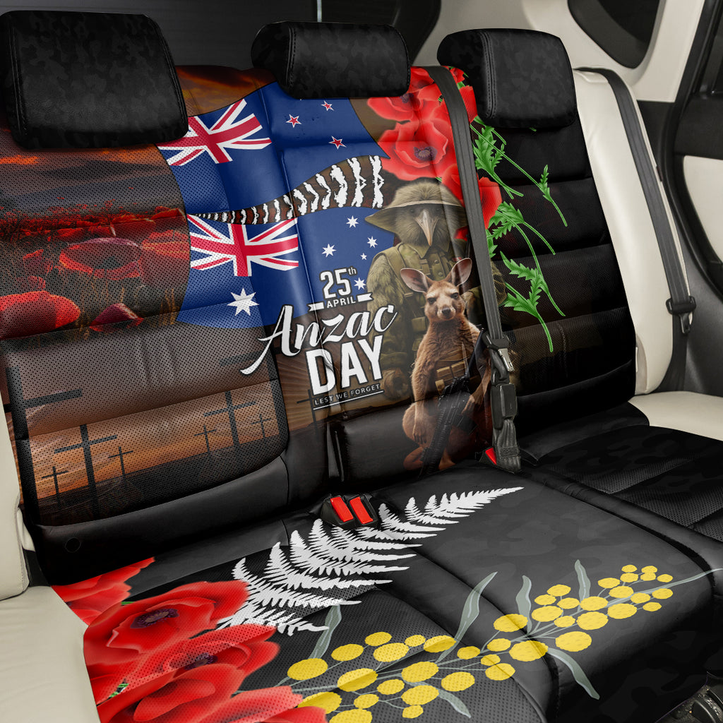 New Zealand and Australia ANZAC Day Back Car Seat Cover National Flag mix Kiwi Bird and Kangaroo Soldier Style