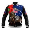 New Zealand and Australia ANZAC Day Baseball Jacket National Flag mix Kiwi Bird and Kangaroo Soldier Style