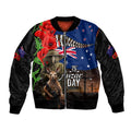 New Zealand and Australia ANZAC Day Bomber Jacket National Flag mix Kiwi Bird and Kangaroo Soldier Style
