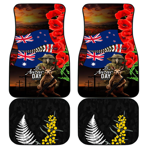 New Zealand and Australia ANZAC Day Car Mats National Flag mix Kiwi Bird and Kangaroo Soldier Style