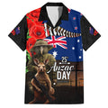 New Zealand and Australia ANZAC Day Hawaiian Shirt National Flag mix Kiwi Bird and Kangaroo Soldier Style