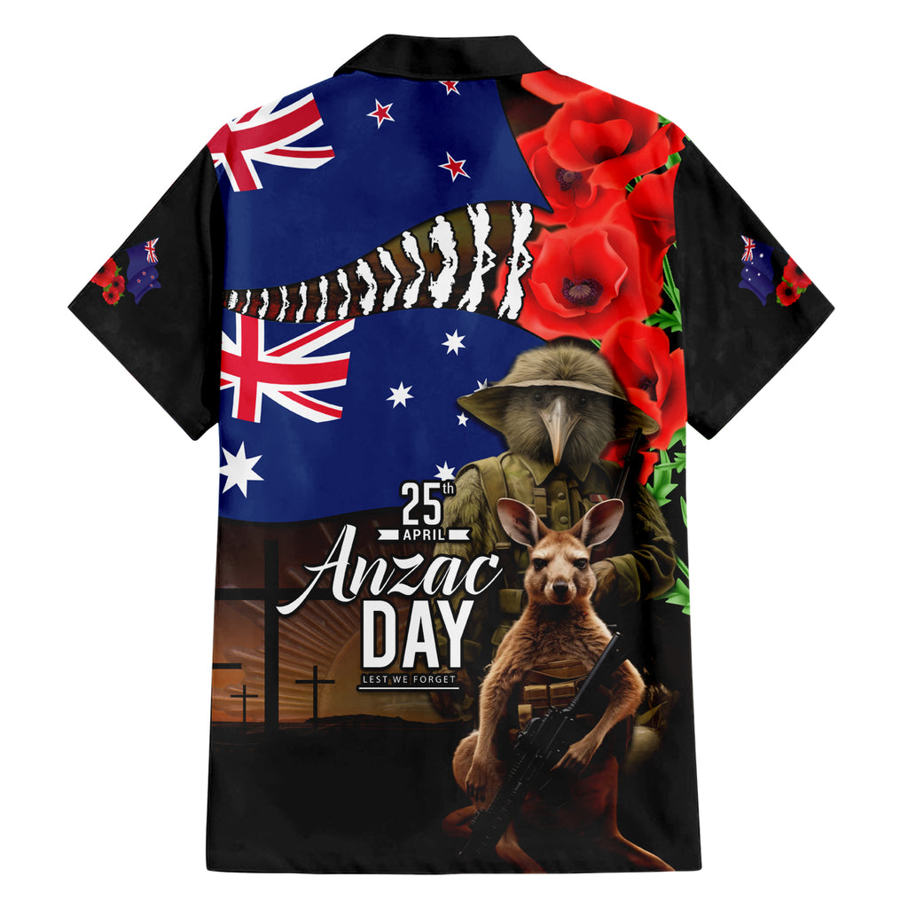 New Zealand and Australia ANZAC Day Hawaiian Shirt National Flag mix Kiwi Bird and Kangaroo Soldier Style