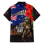 New Zealand and Australia ANZAC Day Hawaiian Shirt National Flag mix Kiwi Bird and Kangaroo Soldier Style
