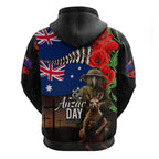 New Zealand and Australia ANZAC Day Hoodie National Flag mix Kiwi Bird and Kangaroo Soldier Style