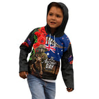 New Zealand and Australia ANZAC Day Kid Hoodie National Flag mix Kiwi Bird and Kangaroo Soldier Style