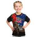 New Zealand and Australia ANZAC Day Kid T Shirt National Flag mix Kiwi Bird and Kangaroo Soldier Style