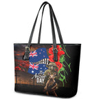 New Zealand and Australia ANZAC Day Leather Tote Bag National Flag mix Kiwi Bird and Kangaroo Soldier Style
