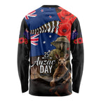 New Zealand and Australia ANZAC Day Long Sleeve Shirt National Flag mix Kiwi Bird and Kangaroo Soldier Style