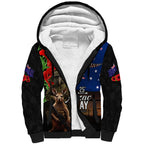 New Zealand and Australia ANZAC Day Sherpa Hoodie National Flag mix Kiwi Bird and Kangaroo Soldier Style