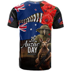 New Zealand and Australia ANZAC Day T Shirt National Flag mix Kiwi Bird and Kangaroo Soldier Style