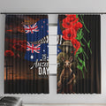 New Zealand and Australia ANZAC Day Window Curtain National Flag mix Kiwi Bird and Kangaroo Soldier Style