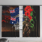 New Zealand and Australia ANZAC Day Window Curtain National Flag mix Kiwi Bird and Kangaroo Soldier Style
