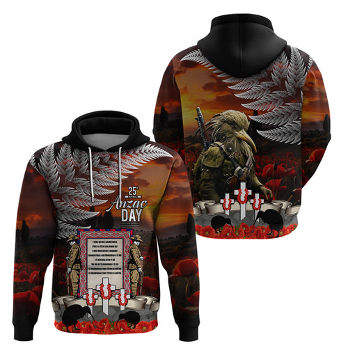 New Zealand ANZAC Day Hoodie The Ode of Remembrance and Silver Fern