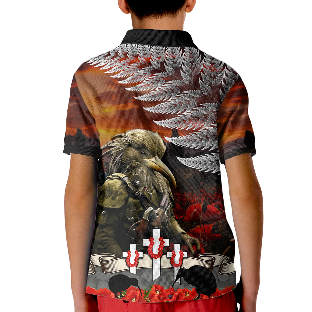 New Zealand ANZAC Day Kid Polo Shirt The Ode of Remembrance and Silver Fern