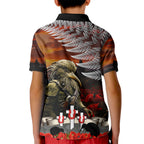 New Zealand ANZAC Day Kid Polo Shirt The Ode of Remembrance and Silver Fern