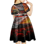 New Zealand ANZAC Day Kid Short Sleeve Dress The Ode of Remembrance and Silver Fern