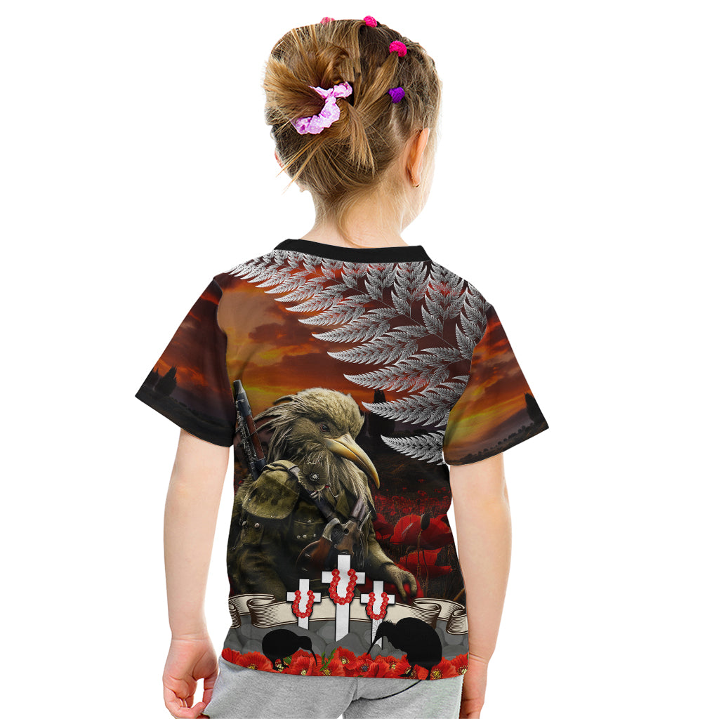New Zealand ANZAC Day Kid T Shirt The Ode of Remembrance and Silver Fern
