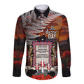 New Zealand ANZAC Day Long Sleeve Button Shirt The Ode of Remembrance and Silver Fern
