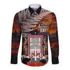 New Zealand ANZAC Day Long Sleeve Button Shirt The Ode of Remembrance and Silver Fern
